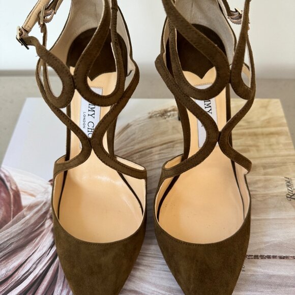 Jimmy Choo Suede T-Strap Pumps - Picture 4 of 7